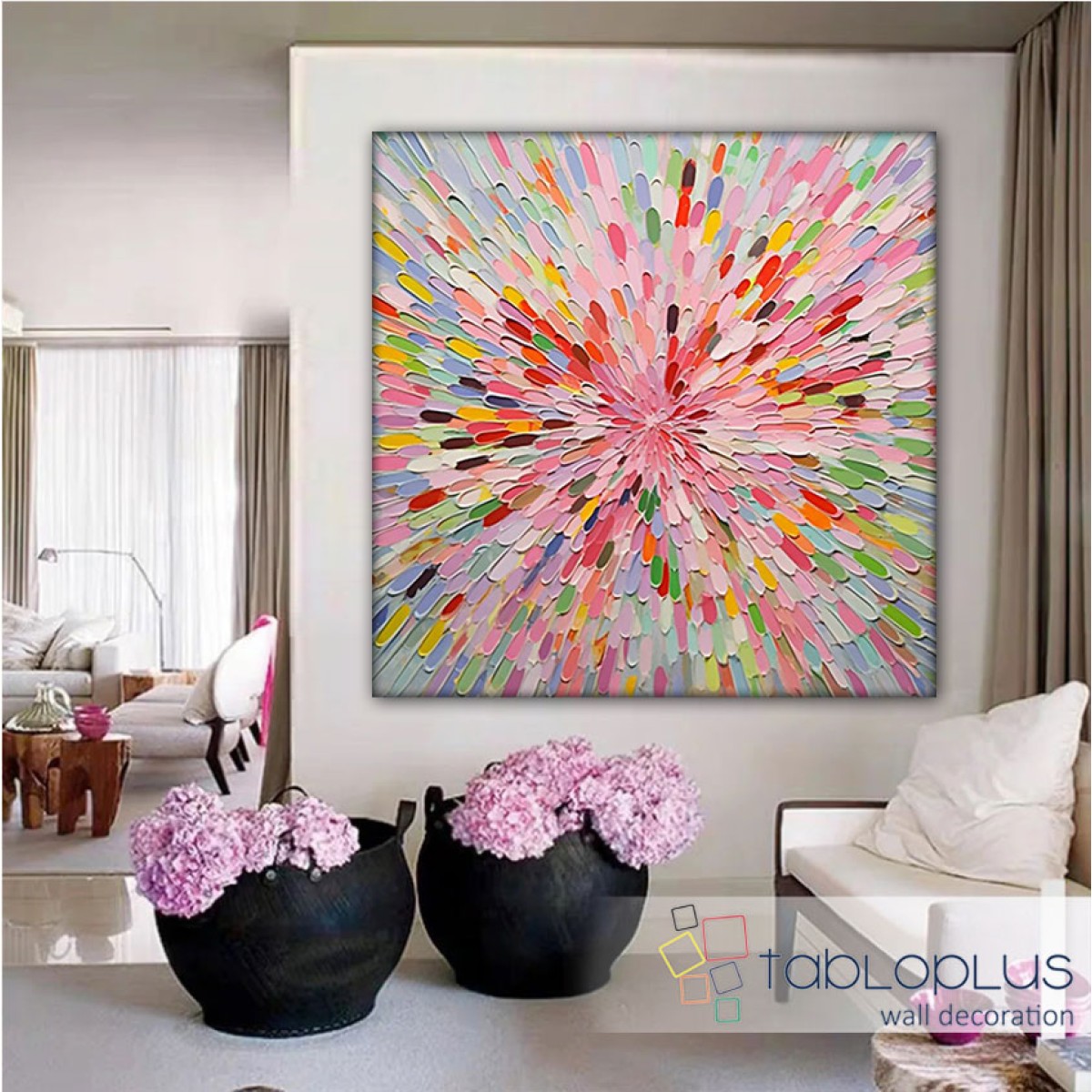 Burst of Pink 3D Heavy Textured Partial oil Painting